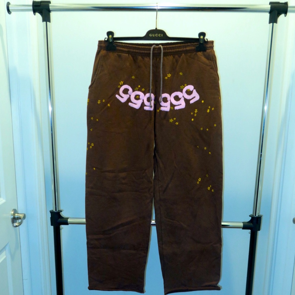 Sp5der Worldwide Angel Number Sweats Brown